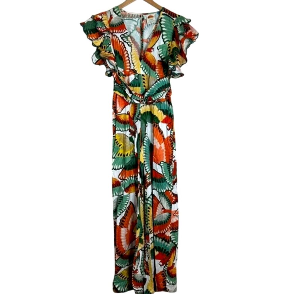 FARM Rio Ruffle-Sleeve Printed Jumpsuit S - Picture 4 of 8